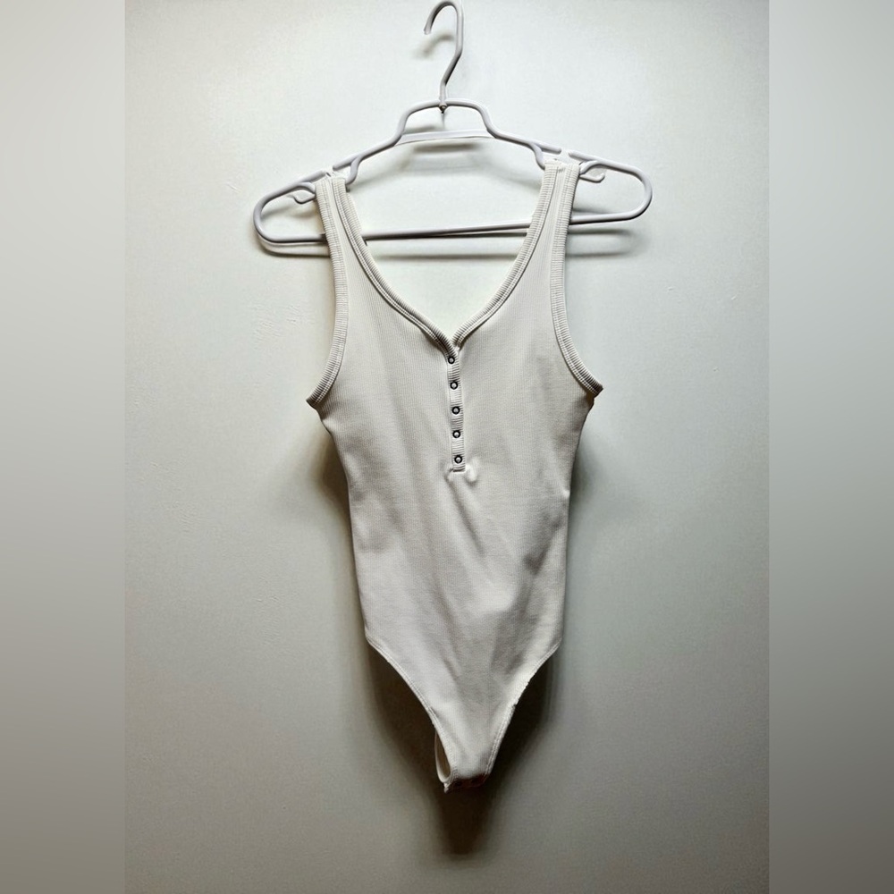 Abercrombie & Fitch Ribbed Tank Bodysuit Snap Button Sleeveless XS NWOT